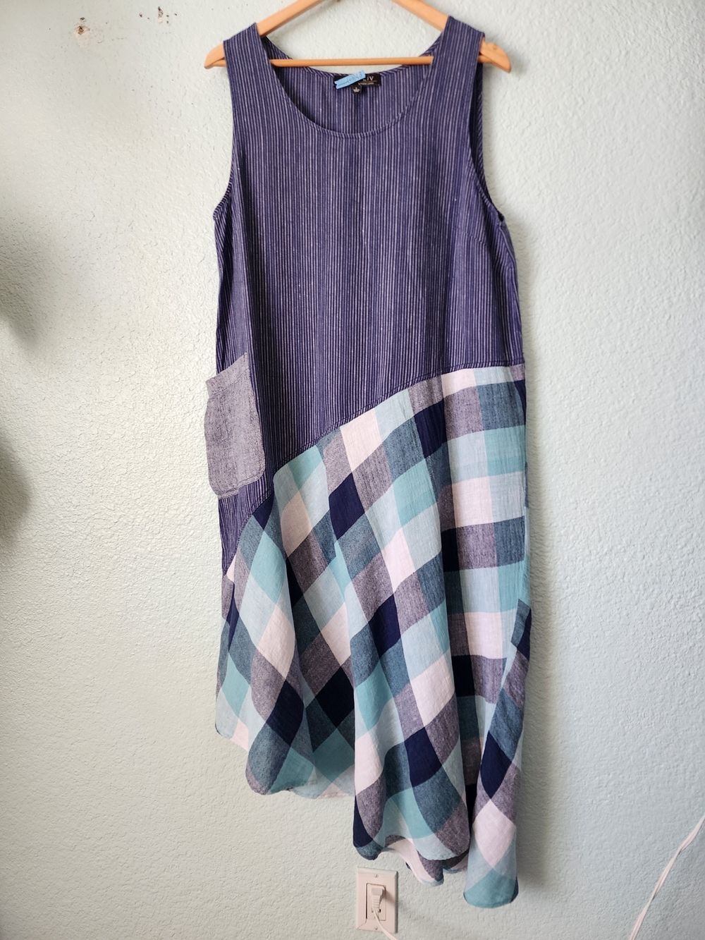 Habitat LIV by Habitat Striped Sleeveless Dress in Navy Assymetrical Hem